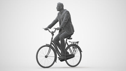 photogrammetry 3D man business cycling, realistic human model archviz FBX, square thumbnail
