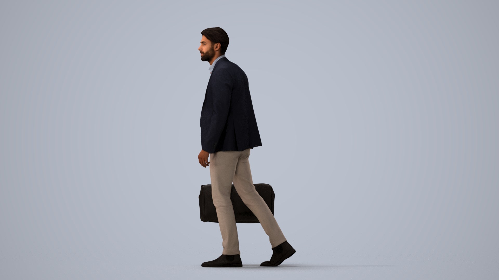 3D people model man business, scanned human for 3ds Max rendering, three-quarter view render