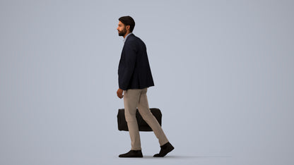 3D people model man business, scanned human for 3ds Max rendering, three-quarter view render