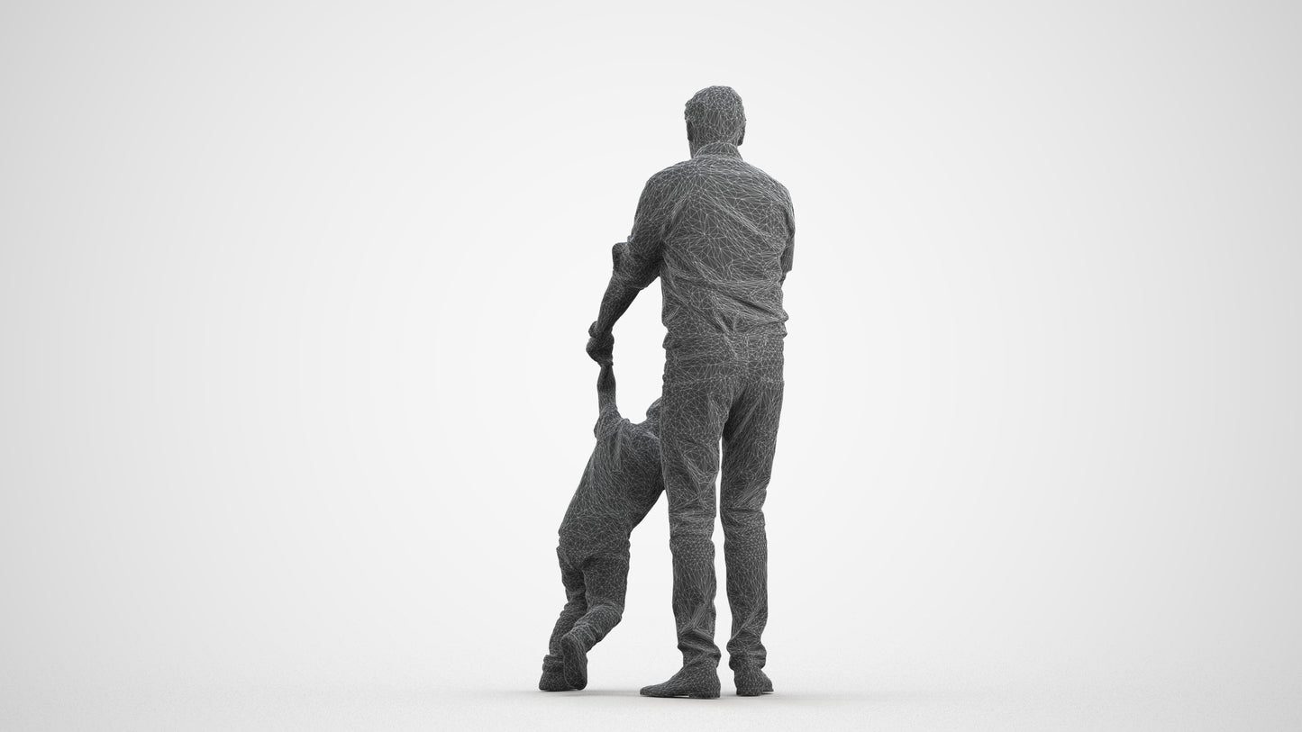 3D human model boy casual kids, photogrammetry scanned person for archviz, wireframe front view