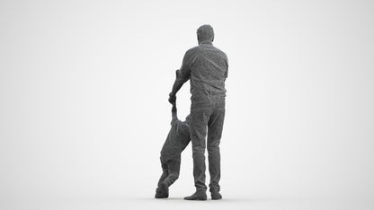 3D human model boy casual kids, photogrammetry scanned person for archviz, wireframe front view