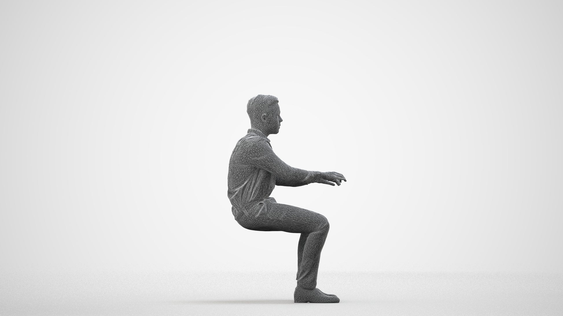 realistic 3D human boy kids, archviz people FBX OBJ for Blender, wireframe side view