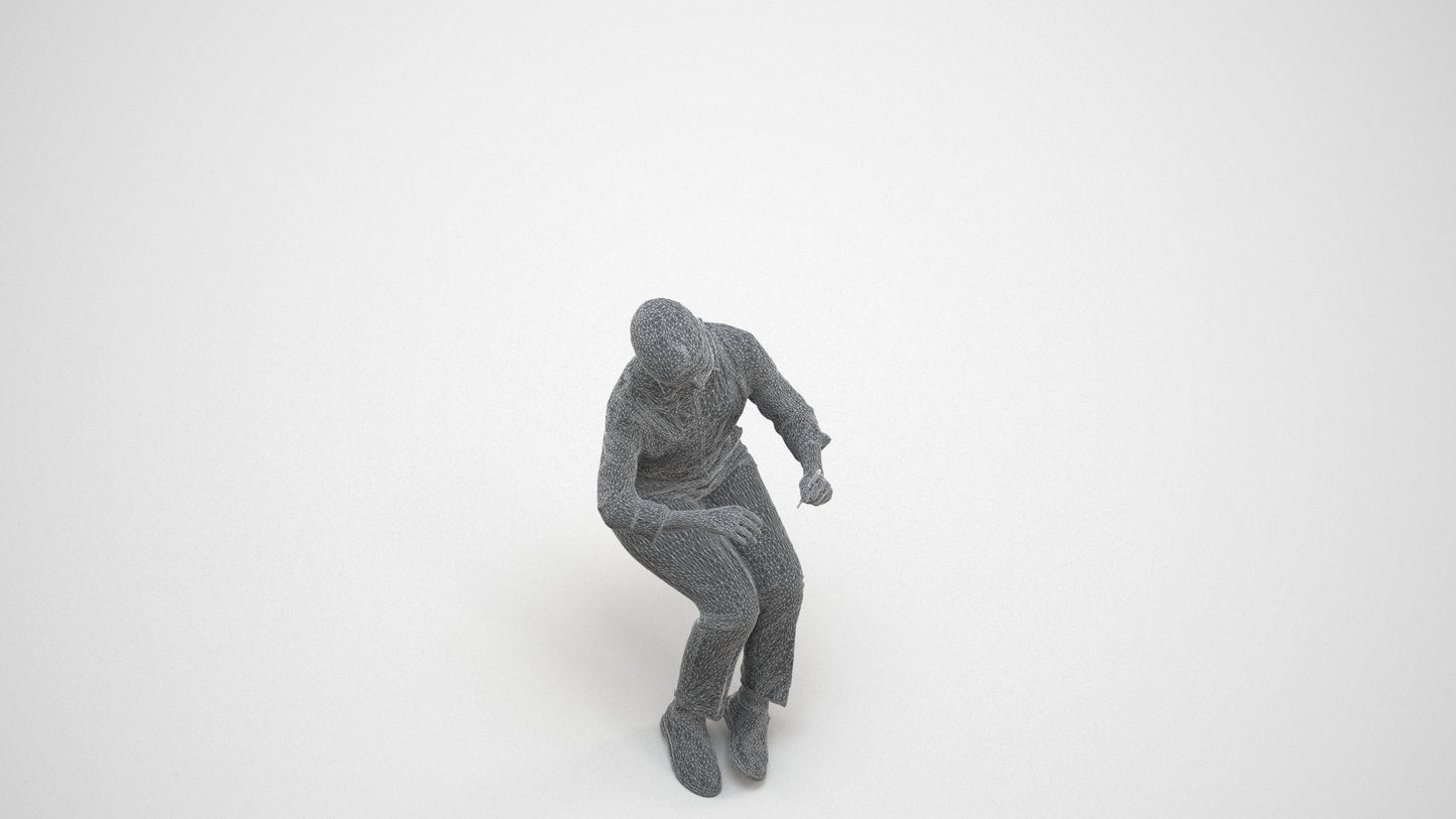 3D human model girl kids, photogrammetry scanned person for archviz, wireframe three-quarter view