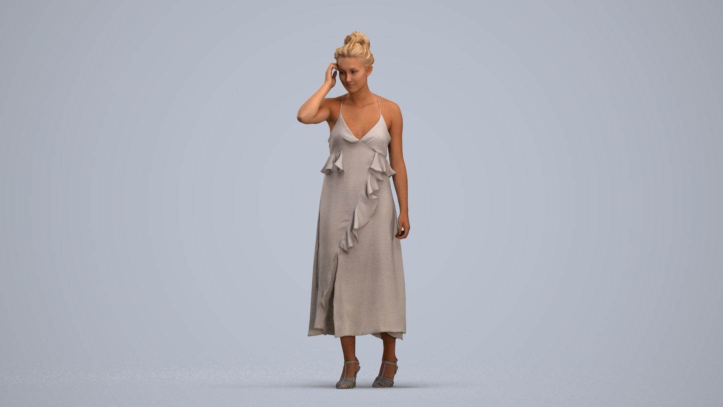 scanned 3D woman formal formalaffairs, photogrammetry people for Enscape and V-Ray, standing pose render