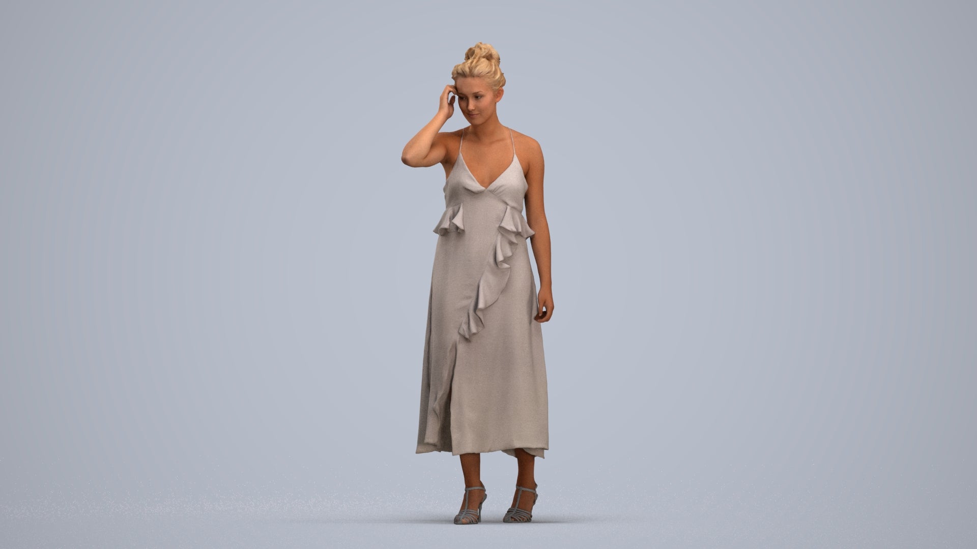 scanned 3D woman formal formalaffairs, photogrammetry people for Enscape and V-Ray, standing pose render