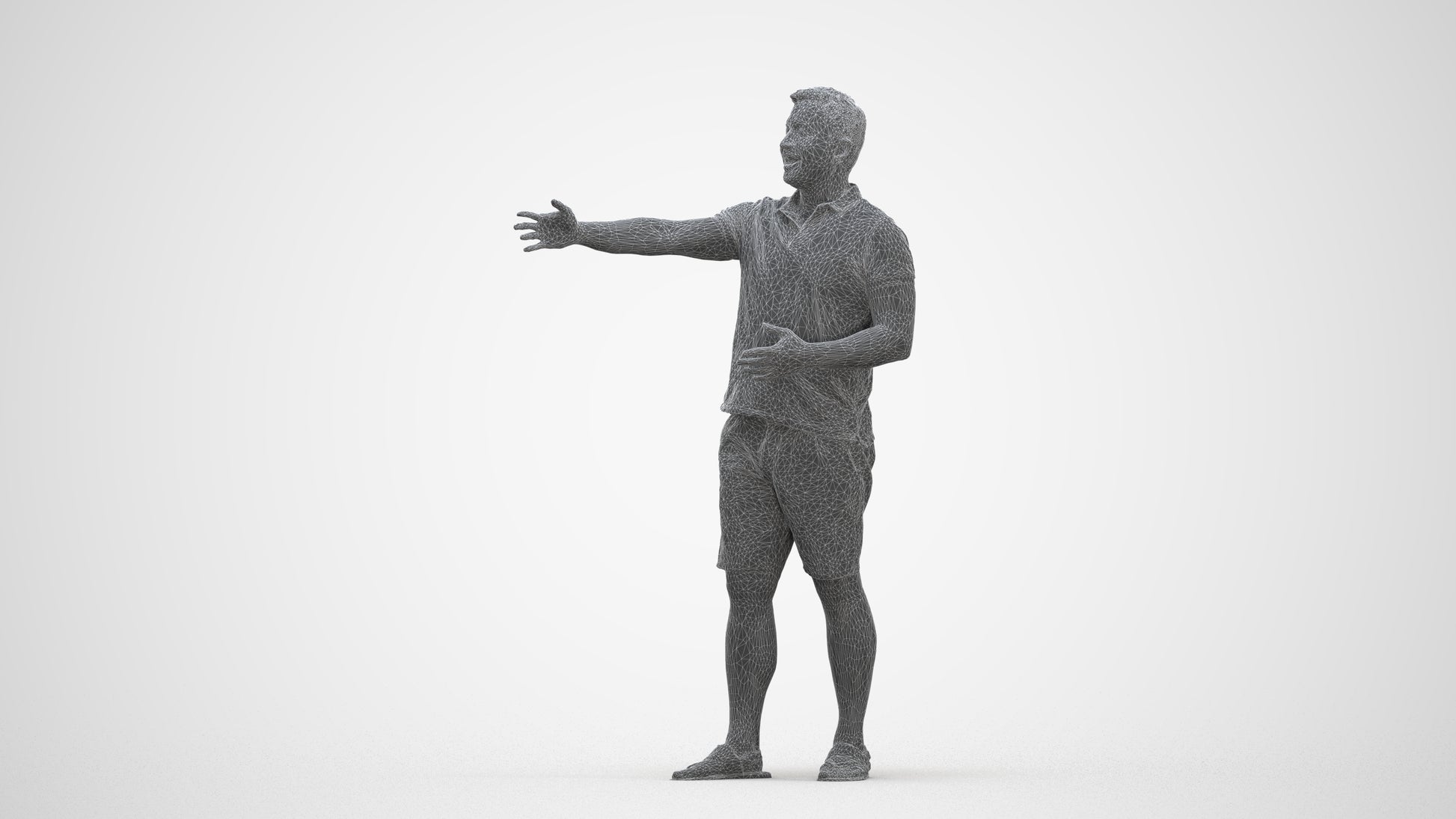 3D people model man casual standing, scanned human for 3ds Max rendering, three-quarter front view render