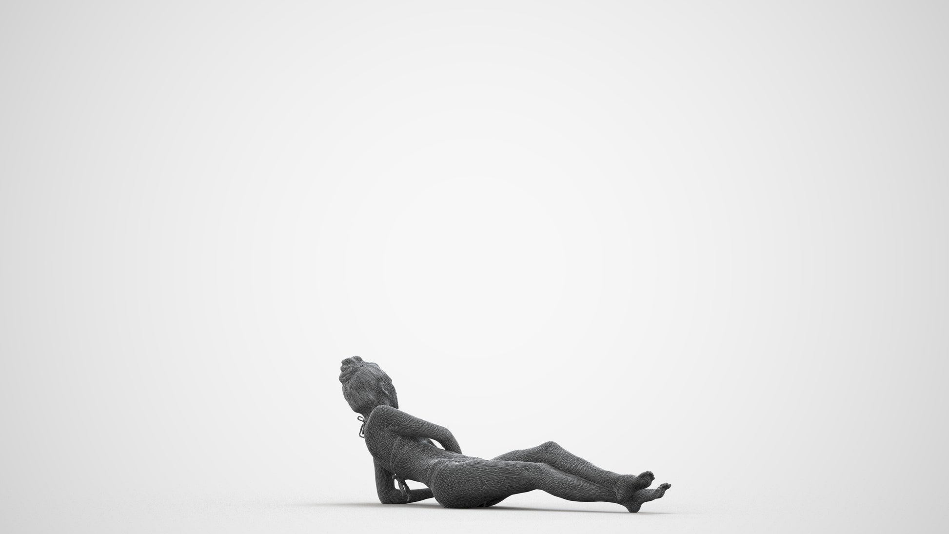 realistic 3D woman pool, scanned archviz people for Blender and 3ds Max, wireframe front view