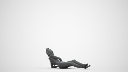 realistic 3D woman pool, scanned archviz people for Blender and 3ds Max, wireframe front view