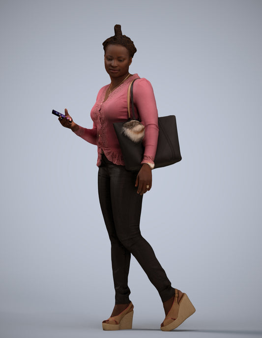 photogrammetry 3D woman casual walking, realistic human model archviz FBX