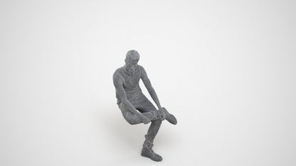 realistic 3D man casual sitting, scanned archviz people for Blender and 3ds Max, wireframe three-quarter view