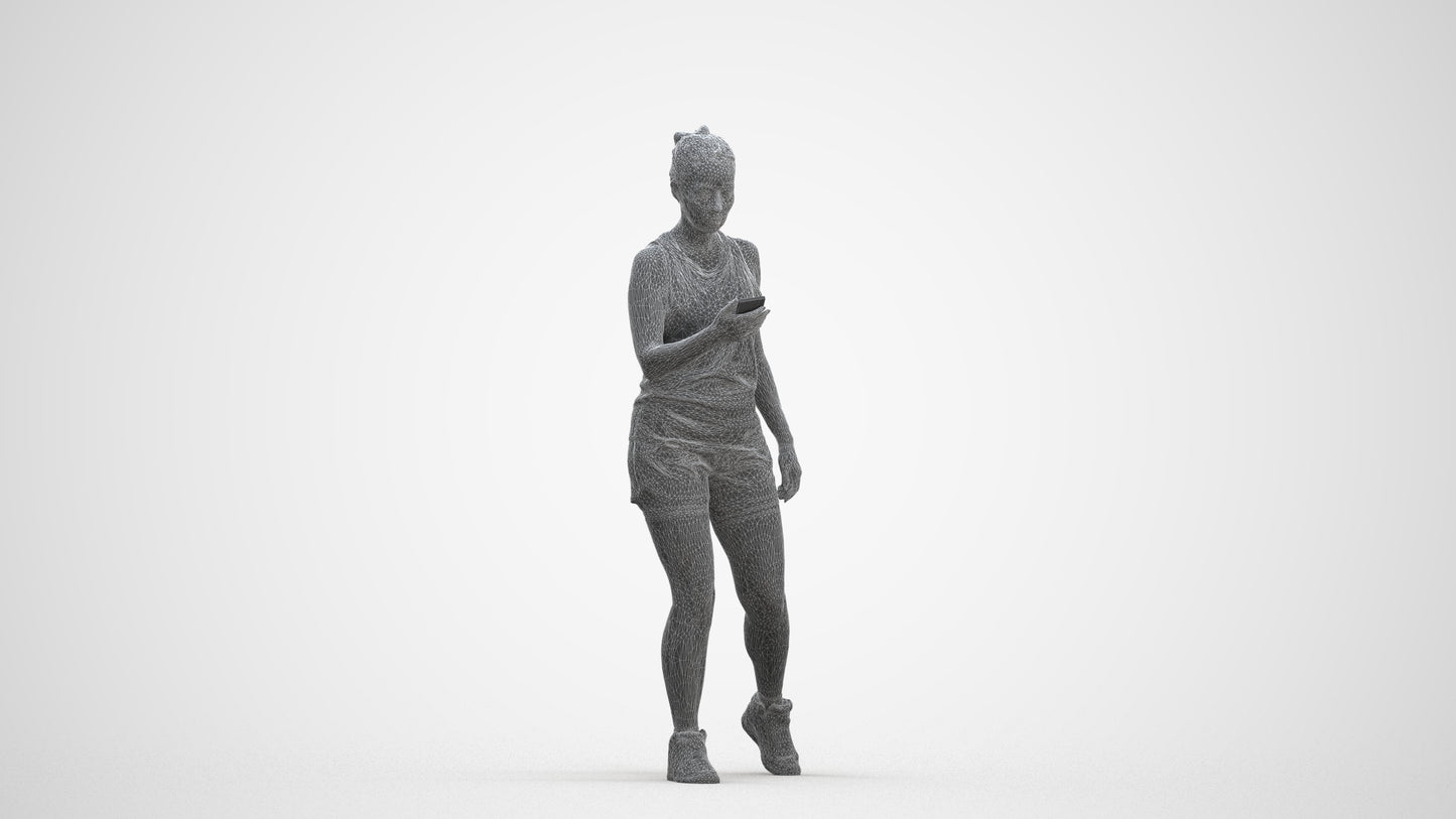 scanned 3D woman sport, photogrammetry people for Enscape and V-Ray, three-quarter front view render