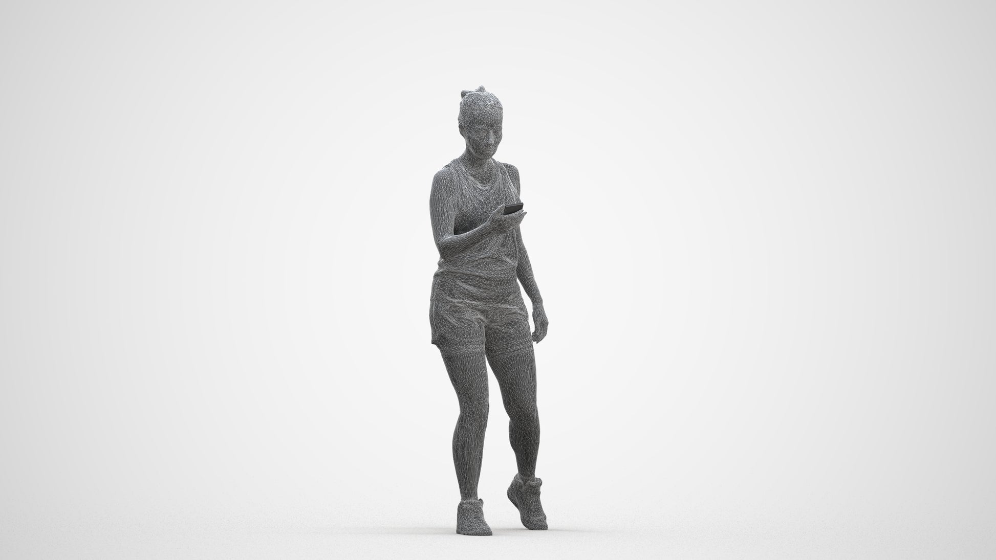 scanned 3D woman sport, photogrammetry people for Enscape and V-Ray, three-quarter front view render