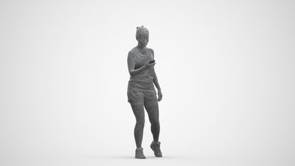 scanned 3D woman sport, photogrammetry people for Enscape and V-Ray, three-quarter front view render