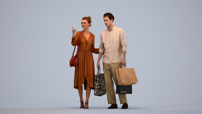 photogrammetry 3D man casual shopping, realistic human model archviz FBX, standing pose render