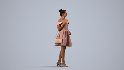3D scanned woman formalaffairs formal, photorealistic archviz people for Enscape and SketchUp, side view render