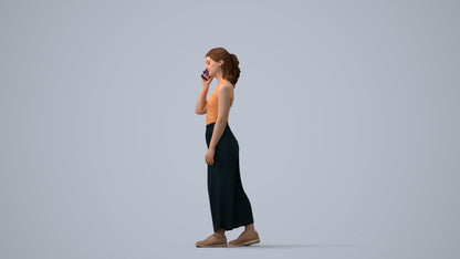 scanned 3D girl casual kids, photogrammetry people for Enscape and V-Ray, three-quarter view render