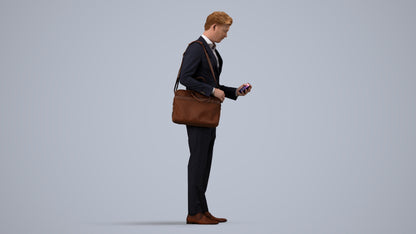 realistic 3D man business, scanned archviz people for Blender and 3ds Max, side view render