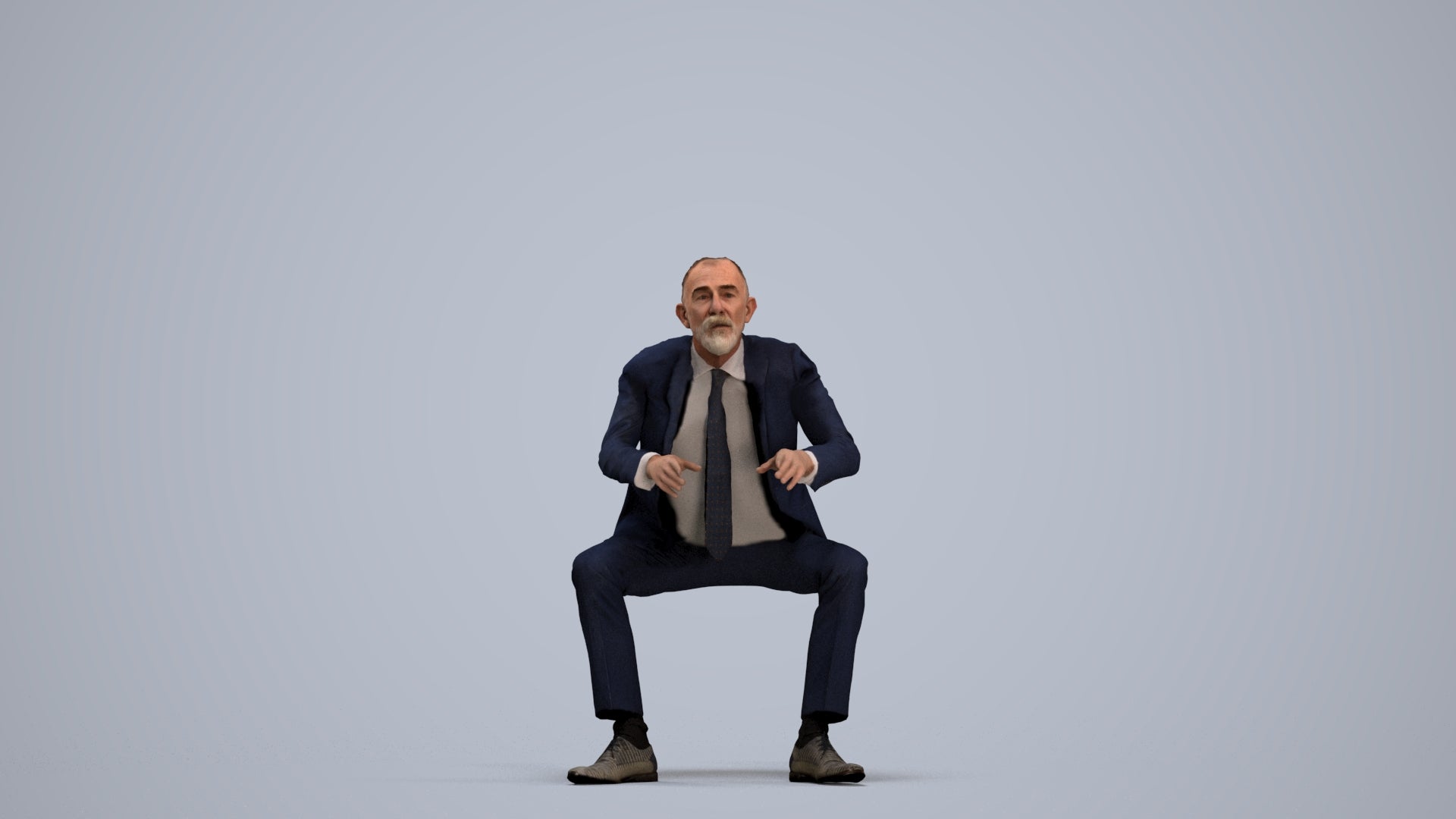 3D scanned senior man business, photorealistic archviz people for Enscape and SketchUp, standing pose render