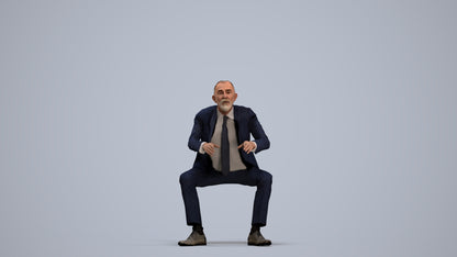 3D scanned senior man business, photorealistic archviz people for Enscape and SketchUp, standing pose render