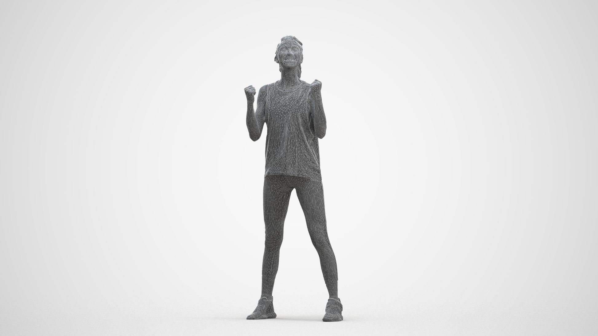realistic 3D human woman sport, archviz people FBX OBJ for Blender, three-quarter front view render