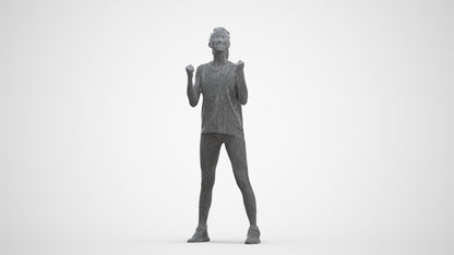 realistic 3D human woman sport, archviz people FBX OBJ for Blender, three-quarter front view render