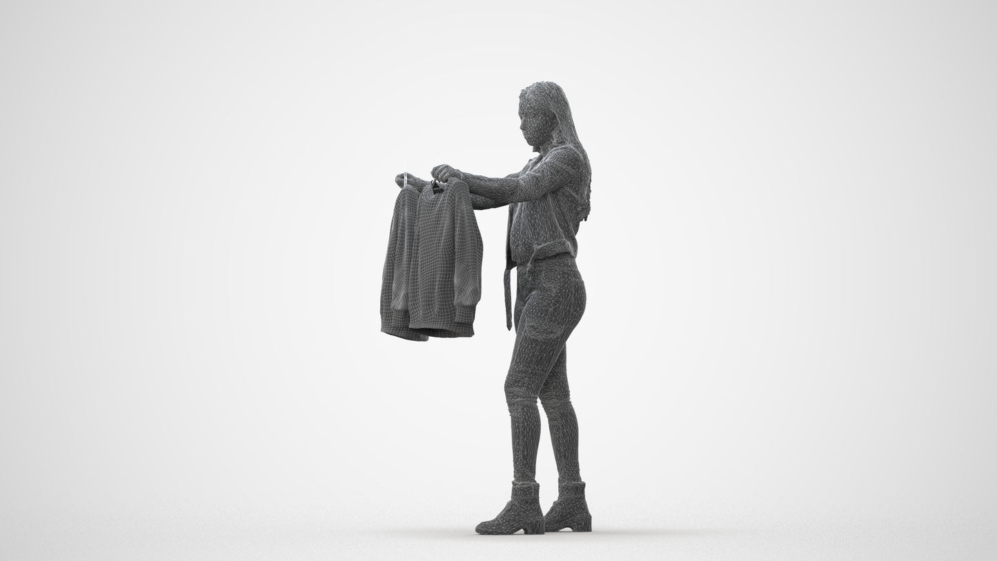realistic 3D woman casual shopping, scanned archviz people for Blender and 3ds Max, square thumbnail