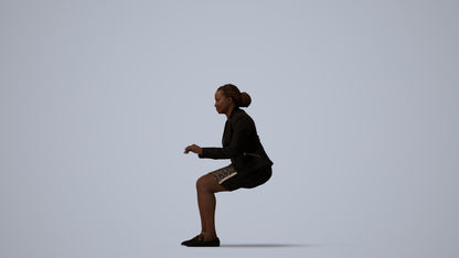 3D people model woman business sitting, scanned human for 3ds Max rendering, three-quarter view render