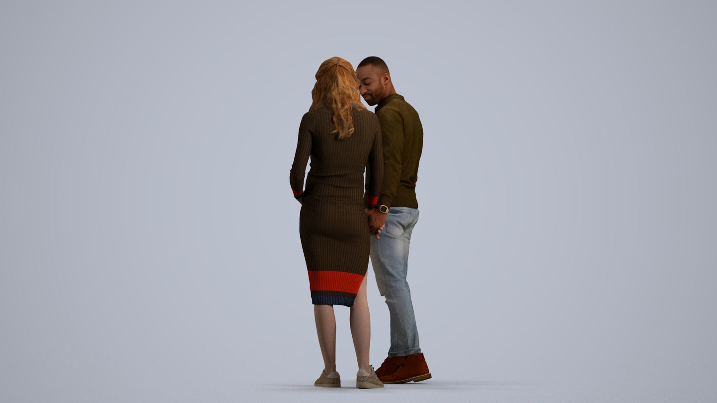 3D human model woman casual kids, photogrammetry scanned person for archviz, front view render