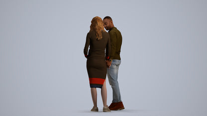 3D human model woman casual kids, photogrammetry scanned person for archviz, front view render