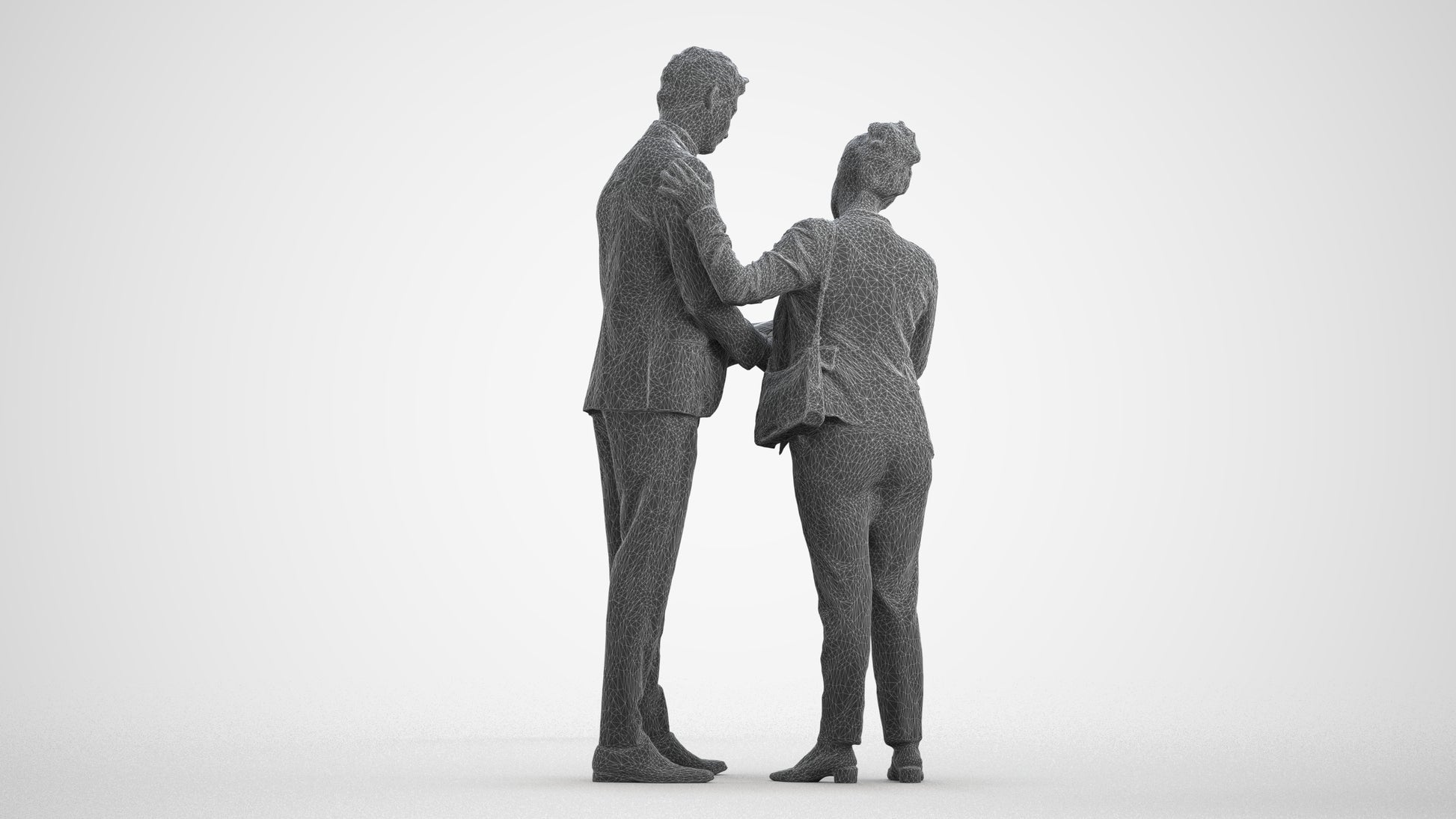 scanned 3D woman business, photogrammetry people for Enscape and V-Ray, wireframe front view