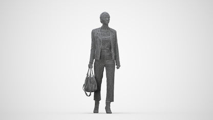realistic 3D people woman business walking, render-ready for V-Ray and Corona, FBX OBJ, wireframe back view