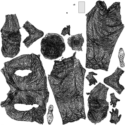 3D scanned man standing casual, photorealistic archviz people for Enscape and SketchUp, wireframe top-down view
