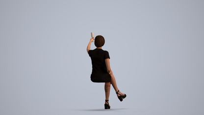 realistic 3D woman sitting, scanned archviz people for Blender and 3ds Max, front view render