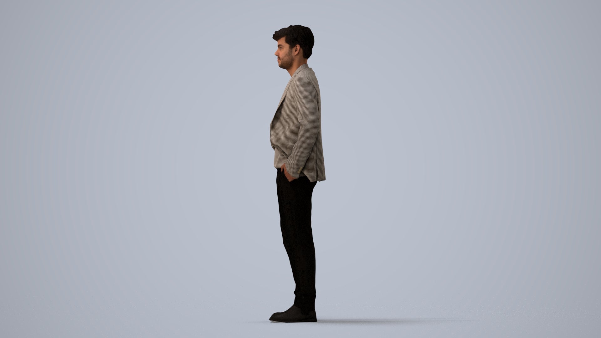 3D scanned man business, photorealistic archviz people for Enscape and SketchUp, three-quarter view render