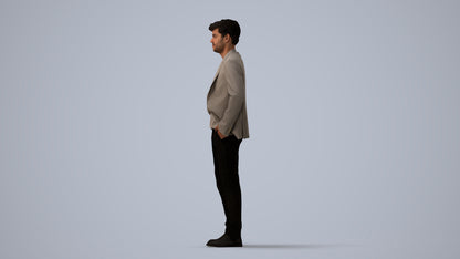 3D scanned man business, photorealistic archviz people for Enscape and SketchUp, three-quarter view render
