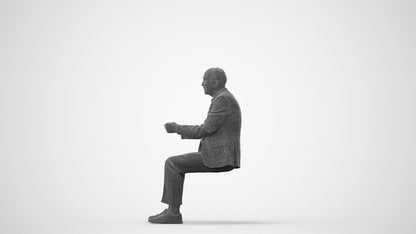 photogrammetry 3D senior man business driving, realistic human model archviz FBX, square thumbnail