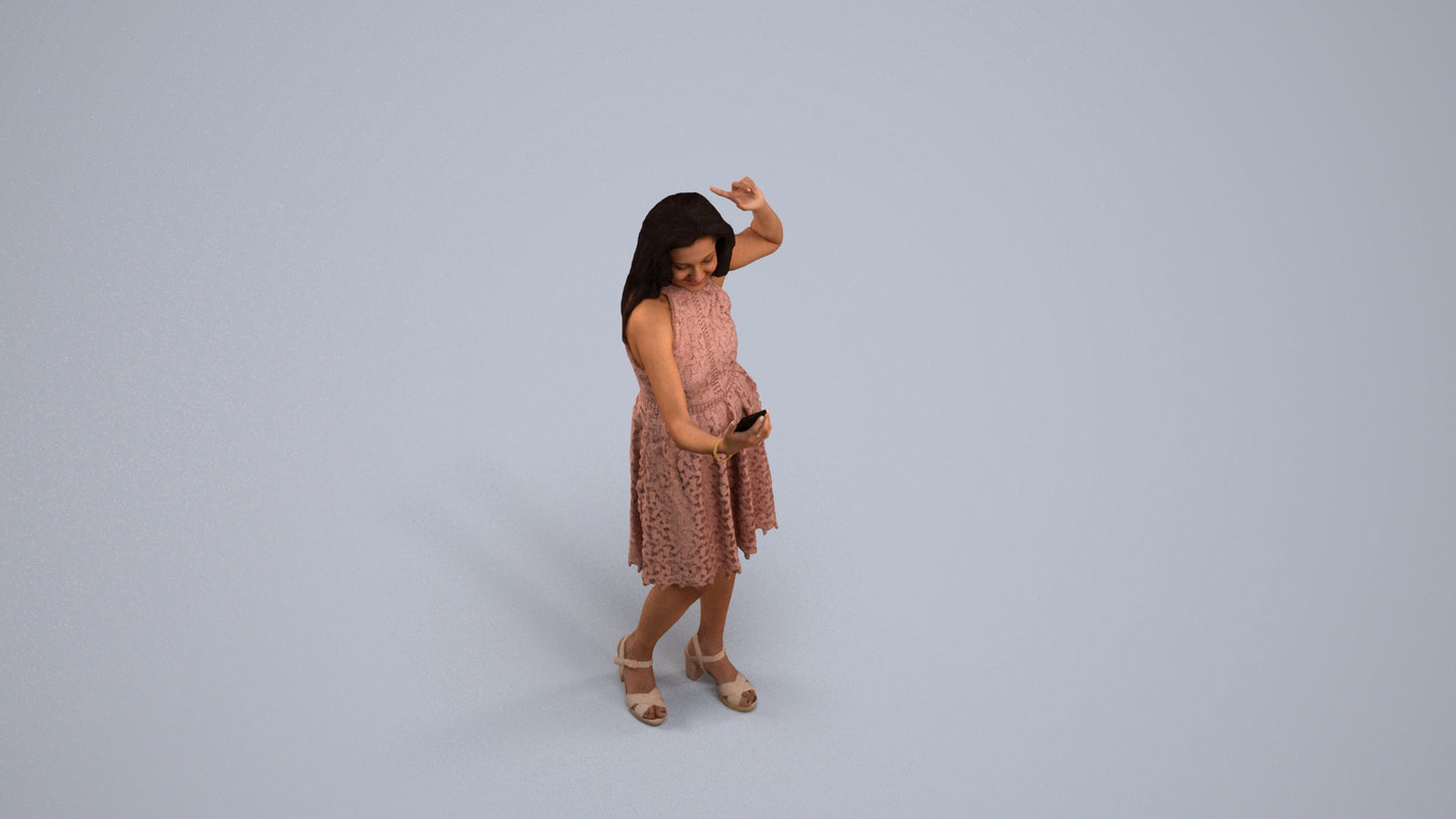 scanned 3D woman formal standing, photogrammetry people for Enscape and V-Ray, back view render