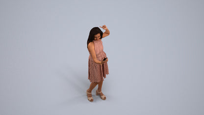 scanned 3D woman formal standing, photogrammetry people for Enscape and V-Ray, back view render