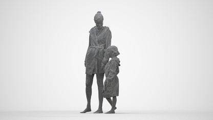 realistic 3D human girl casual kids, archviz people FBX OBJ for Blender, wireframe back view