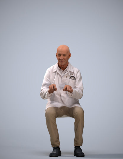 scanned 3D senior man medical, photogrammetry people for Enscape and V-Ray