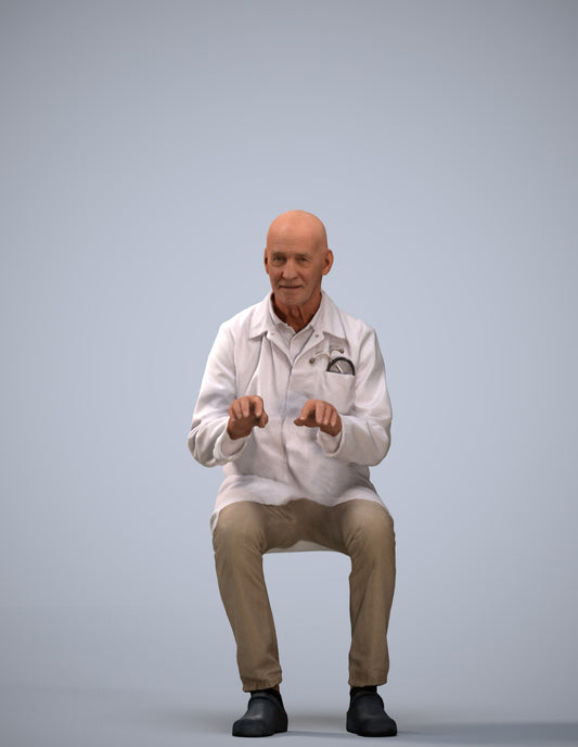 scanned 3D senior man medical, photogrammetry people for Enscape and V-Ray