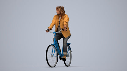 scanned 3D man casual cycling, photogrammetry people for Enscape and V-Ray, top-down view render