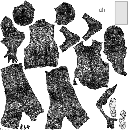 3D human model man casual standing, photogrammetry scanned person for archviz, wireframe top-down view