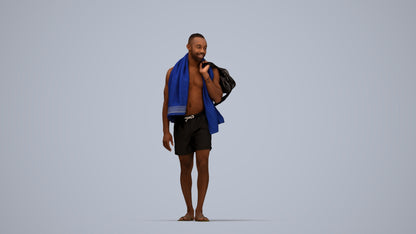 realistic 3D human man pool, archviz people FBX OBJ for Blender, top-down view render