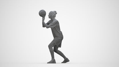 3D human model woman sport, photogrammetry scanned person for archviz, wireframe back view