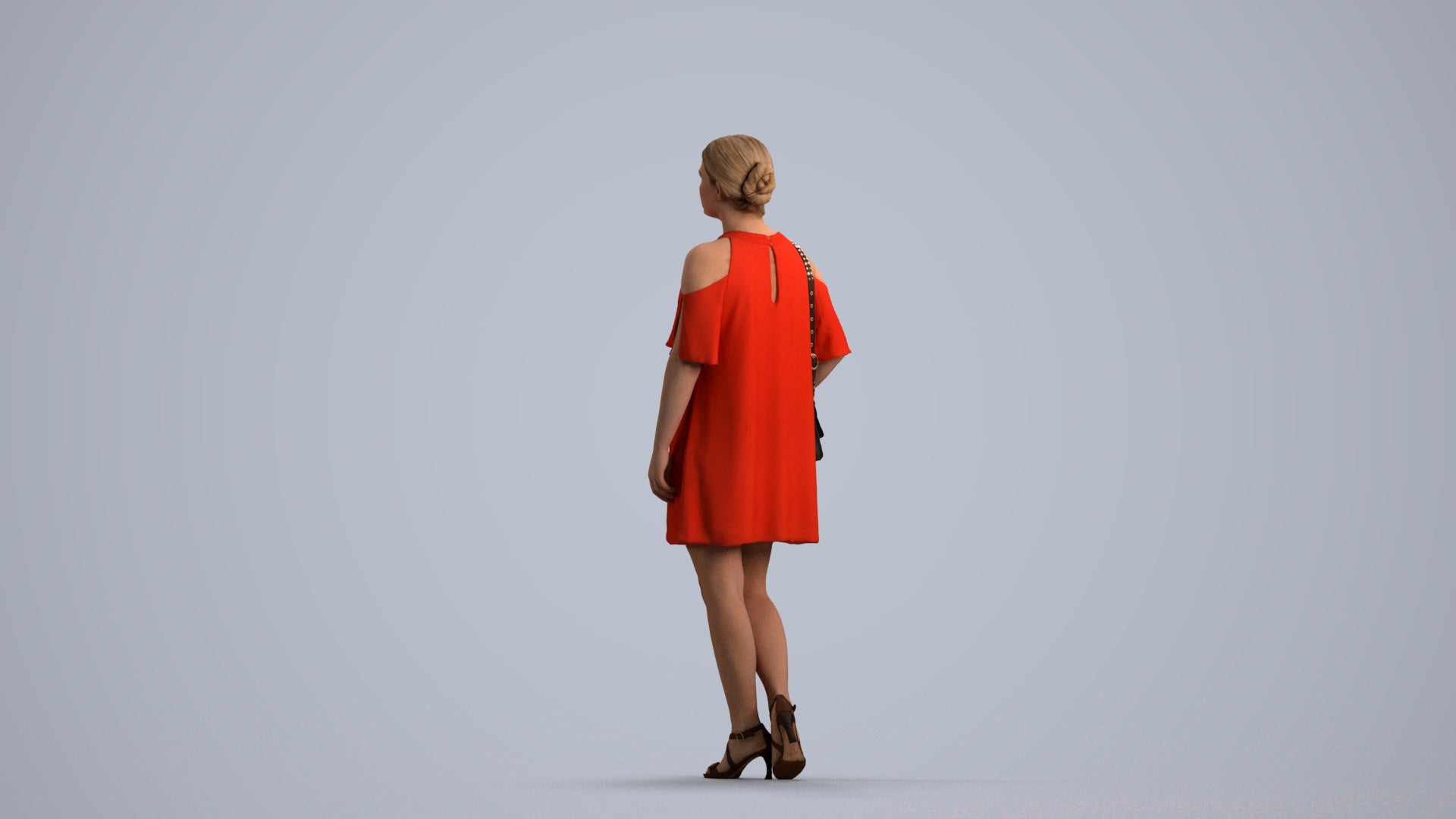 scanned 3D woman formal standing, photogrammetry people for Enscape and V-Ray, front view render