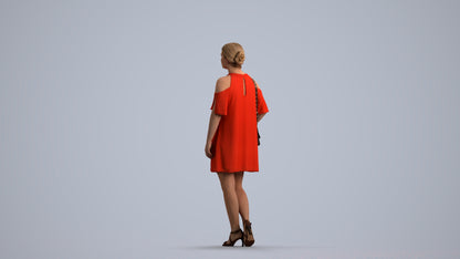 scanned 3D woman formal standing, photogrammetry people for Enscape and V-Ray, front view render