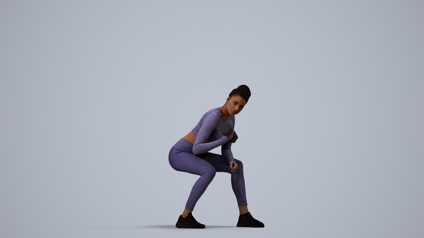 realistic 3D human woman sport, archviz people FBX OBJ for Blender, side view render