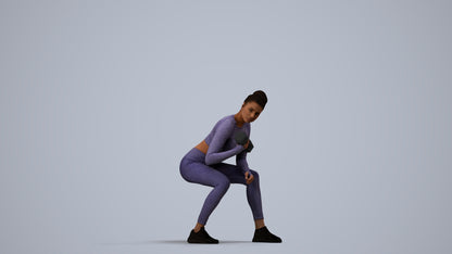realistic 3D human woman sport, archviz people FBX OBJ for Blender, side view render