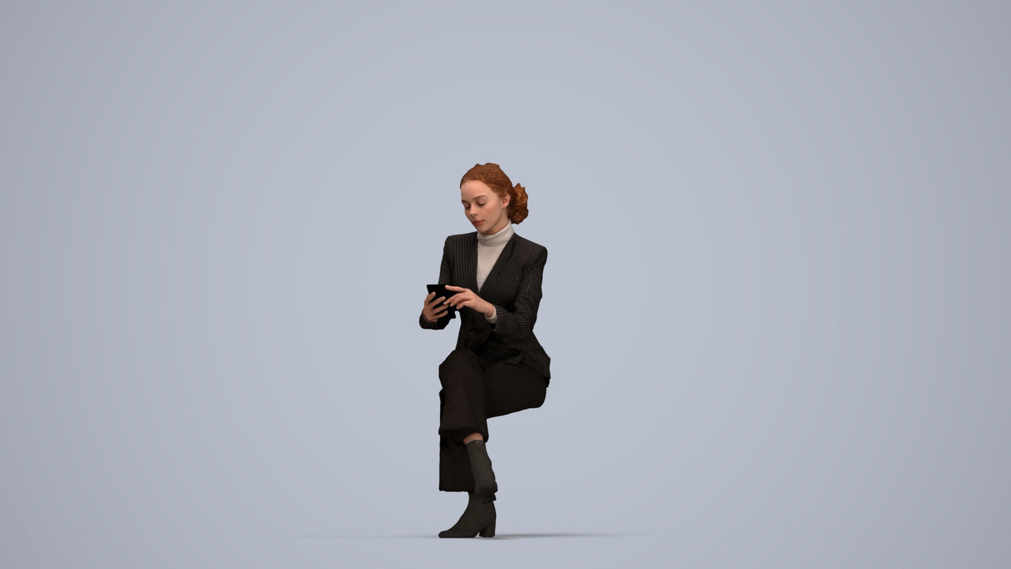 scanned 3D woman business, photogrammetry people for Enscape and V-Ray, top-down view render